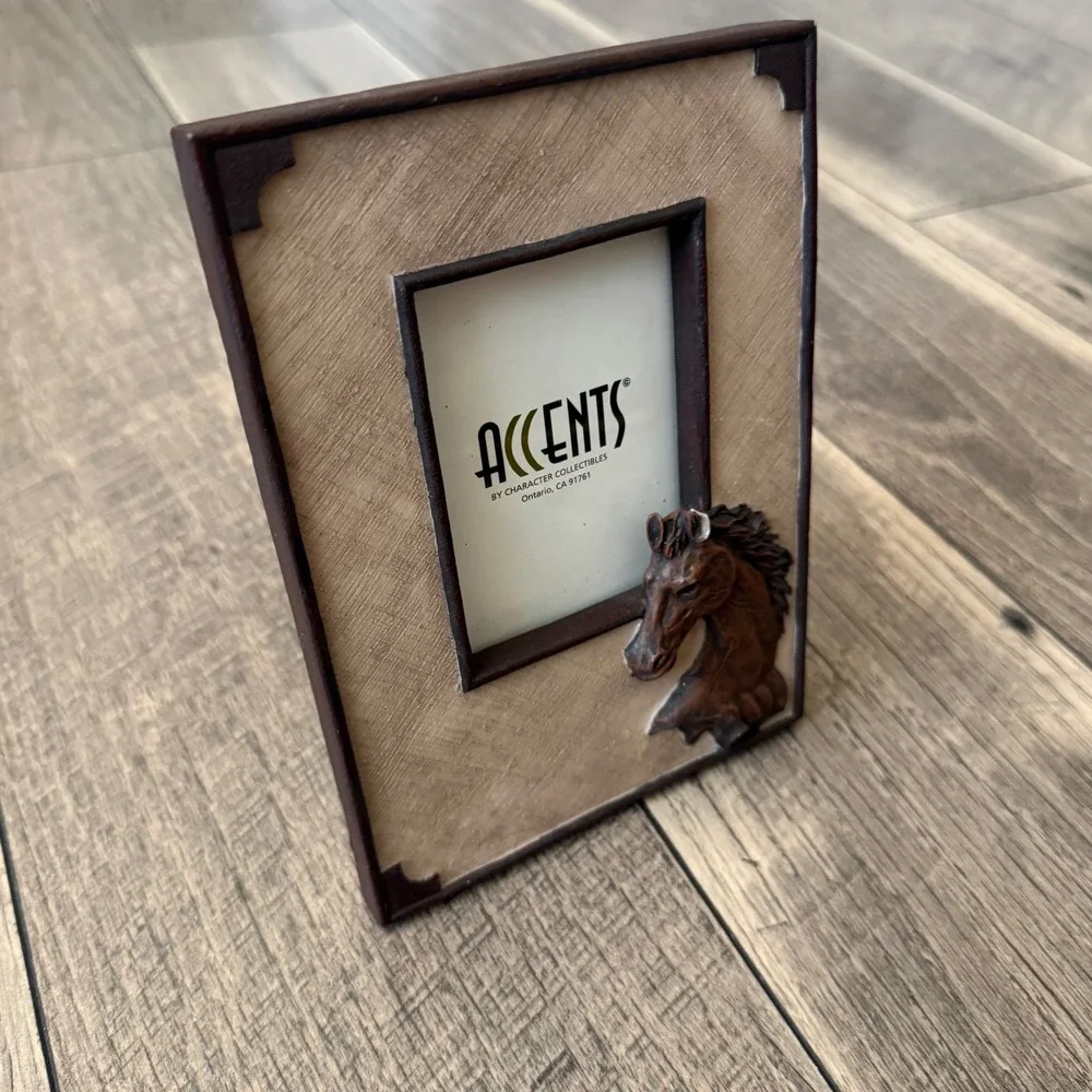 Vintage 1999 Accents Horse Head 3D Picture Frame Brown Western Rustic 5x7